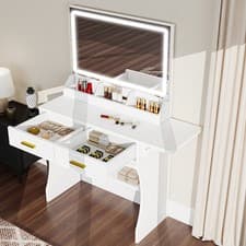 Image of Dressing Table With Large Mirror & Size Folding Board Makeup Desk Vanity Hzsprh