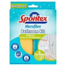 Image of Spontex Microfibre Bathroom Kit | 2 Cloths | 2 Count (Pack of 1), Assorted