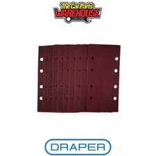 Image of Draper 55066 1/3 Sanding Sheets Hook and Loop 93 x 190mm Assorted Pack of 10