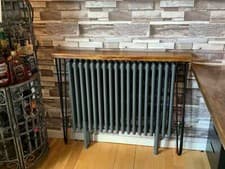 Image of Rustic Radiator Cover Urban Reclamation Handmade Solid Wood Hairpin Legs