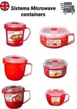 Image of SISTEMA MICROWAVE LUNCH BOX BOWL PORRIDGE NOODLE SOUP MUG BPA Free CLIP ON LID