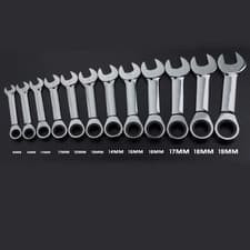 Image of 8-19mm Short Handle CR-V Ratchet Combination Wrench Quick Open Spanner Tool
