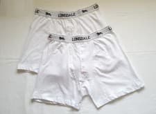 Image of MENS LONSDALE WHITE/BLACK BOXER SHORTS-PACK OF 2-BUTTON FLY UNDERWEAR-SIZE XL
