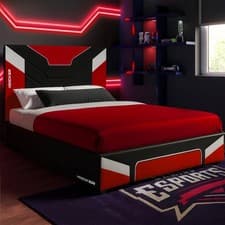 Image of X ROCKER Cerberus MKII Gaming Bed Upholstered | SMALL DOUBLE - RED | CLEARANCE