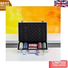 Image of Family-Friendly 200 Piece Poker Set: Dice & Cards in Travel Case for Fun Nights
