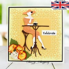 Image of Lady out for Afternoon Tea Coffee metal cutting die cutter UK Seller Fast Post