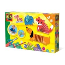 Image of SES Creative Zig Zag Origami Animals Easy Kids Paper Kit Arts and Crafts Set