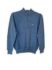 Image of Crew Clothing Mens Jumper 1/4 Zip Sweater S M L XL XXL XXXL NEW Blue Navy