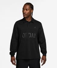 Image of Size L- Nike Jordan Essentials Men's Long-Sleeve Rugby Top (Black, FV7261-010).