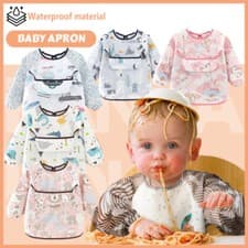 Image of Baby Kids Bibs With Full Long Sleeve Baby Toddler Weaning Feeding Apron-HOT