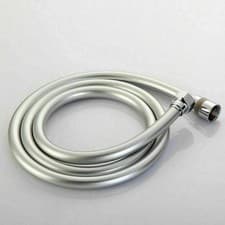 Image of Smooth Matt Silver Shower Hose Brass Pipe Standard Bore PVC Long Flexible 1.5m