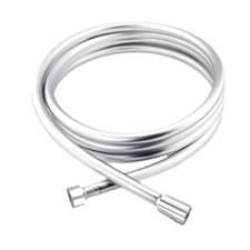 Image of Smooth Matt Silver Shower Hose Brass Pipe Standard Bore PVC Long Flexible 1.5m