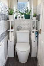 Image of White Bathroom Storage Cabinet Tall Narrow Cupboard Free Standing Furniture Unit