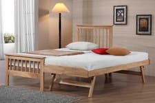 Image of Oak wood guest bed,underbed,trundle,overnighter wooden frame 3ft single