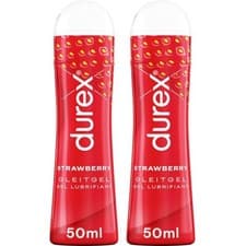 Image of Durex Play Strawberry Flavoured Lubricant 2 Bottles (50ml) Condom Friendly
