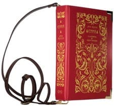 Image of Cross Body Shoulder Hand Bag Well Read Book Leather Emma Jane Austen Red Large