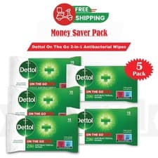 Image of Dettol Antibacterial 2-in-1 Wipes 75pk Bulk Pack 15x5 Multi-Purpose Cleaning