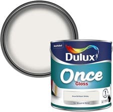 Image of Dulux Once Gloss Paint For Wood And Metal - Pure Brilliant White 2. 5 Litres