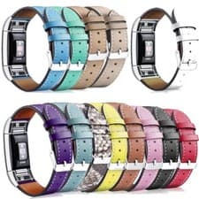 Image of For Fitbit Charge 2 Strap Band Leather Strap Adjustable Replacement Wristband UK