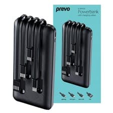 Image of Prevo SP2010 4 Device 10000Mah Portable Power Bank With Charging Cables Black