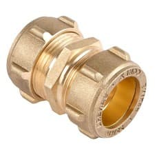 Image of 12mm Brass Compression Coupling - Bag of 2 - FREE Next-Day Delivery