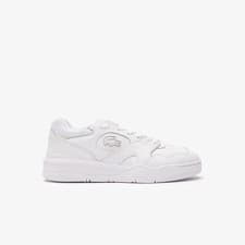 Image of LACOSTE Mens White Lineshot Leather Trainers UK 9 BRAND NEW Ref 2333