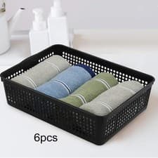 Image of 6 Pieces Storage Baskets Storage Bins Black Decorative Snack Organizing