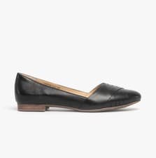 Image of Hush Puppies Marley Womens Leather Slip-On Breathable Black Ballerina & Pumps