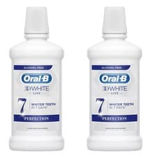 Image of 2 x Oral-B 3D White Luxe Perfection Clean Mint Mouthwash Alcohol Free 500ml