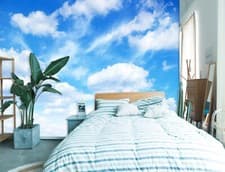 Image of 3D Blue Sky Clouds N211 Wallpaper Wall Mural Removable Self-adhesive Sticker Eve