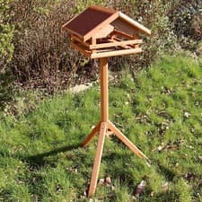 Image of Wooden Bird Feeding Table Garden Wild Birds Feeder Station Outdoor Wood House