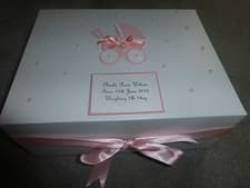 Image of Personalised memory Box New Baby Keepsake Box pink blue boy girl Baby Shower