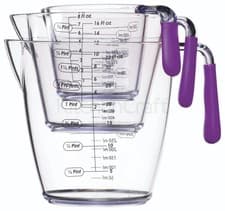Image of COLOURWORKS 3 PIECE ACRYLIC MEASURING JUG SET PURPLE