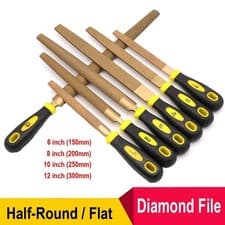 Image of 6-12 Inch Diamond Files Half-Round / Flat Brazed For Stone Glass Metal Grinding