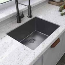 Image of Handmade 1.0 Bowl Black Gunmeta Stainless Steel Undermount Sink580x450x210mm