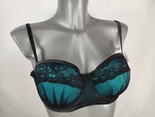 Image of Boux Avenue Black Green Arianna Balconette Bra Lingerie Underwear ALL SIZES