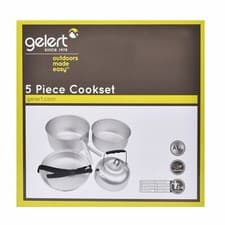 Image of Gelert 5 Piece Cookset Unisex Camping Cooksets Aluminium Compact
