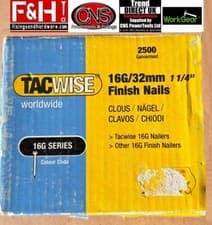 Image of Tacwise 16G 32 mm Galvanised Finish Nails, Pack of 2500 Clearance