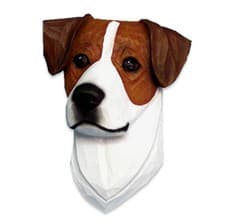 Image of Jack Russell Terrier Head Plaque Figurine Brown/White