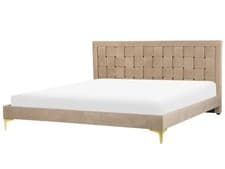 Image of Velvet EU Super King Size Bed Taupe LIMOUX