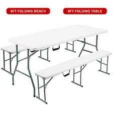 Image of 6FT CATERING CAMPING HEAVY DUTY FOLDING TRESTLE TABLE PICNIC BBQ PARTY BENCH