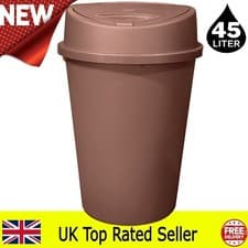 Image of rose gold kitchen bin touch top bin plastic recycling bin press waste bin - 45l
