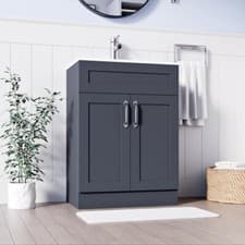 Image of BELOFAY Crawley Grey 600mm Floor Standing Bathroom Vanity Unit With Basin