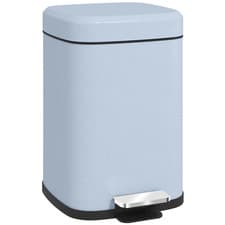 Image of Pedal Bin Light Blue Metal & PP 12L Compact 32x24.5x36.5cm Soft-Close Silent Lid