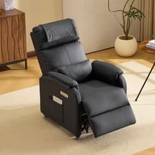 Image of Recliner Armchair with Wheels Electric Reclining Chair with Massage & Heat