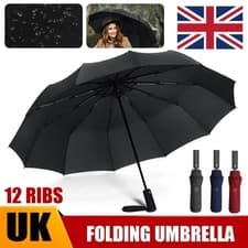 Image of 8 Ribs Automatic Open Umbrella Close Travel Windproof Compact Strong Folding UK