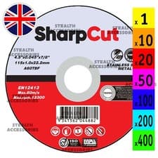 Image of SharpCut (4.5") 115mm x 1mm x 22.2mm Thin Stainless Steel Metal Cutting Discs