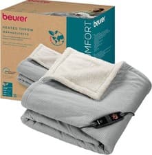 Image of Beurer HD 81 Cord Light Grey Heated Blanket, Heated Blanket with 6 Temperature