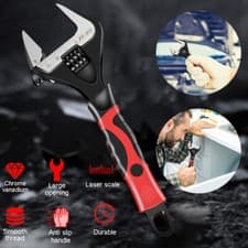 Image of Wide Jaw Adjustable Wrench Spanner High Quality 6" Heavy Duty 0-33mm Opening UK