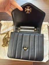 Image of Tory Burch Kira Crossbody Quilted Bag In Black Leather 👜👜BNWT FREE P&P ✅✅